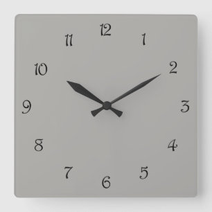 Horloge Carrée Numéros de script noir sur wccn gris