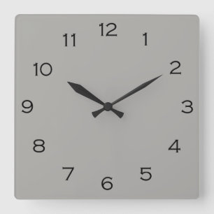 Horloge Carrée Numéros noirs sur gris wccn