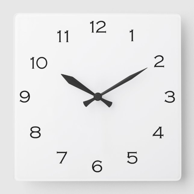 Horloge Carrée Numéros noirs sur wccnt blanc (Recto)