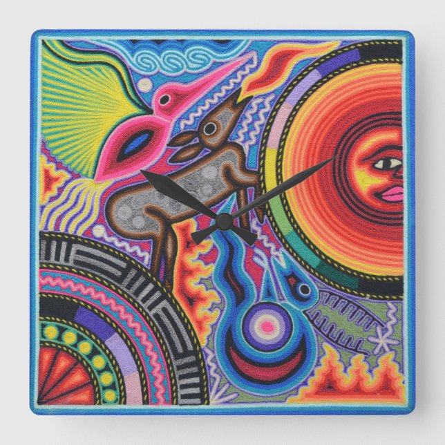 Horloge Carrée Oaxaca Mexico Mexican Mayan Tribal Art boho Travel (Recto)