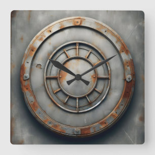 Horloge Carrée objet en métal corrodé