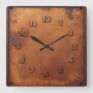 Horloge Carrée objet en rouille rouge