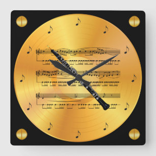 Horloge Carrée Oboe ~ Sheet Music ~ Gold Record ~