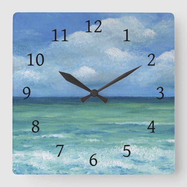 Horloge Carrée Ocean Beach Vue mer 273 bleu (Recto)