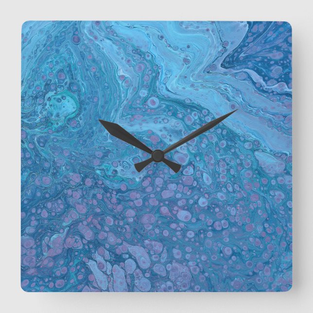 Horloge Carrée Ocean Breeze 3 Blue Purple Abstract Wall Clock (Recto)