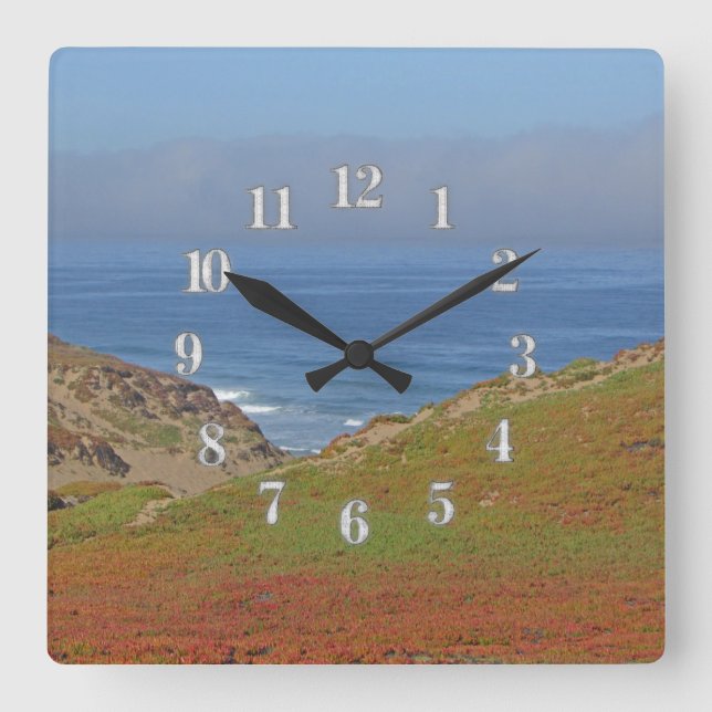 Horloge Carrée Ocean Landscape Photo Pacific Coast Beach (Recto)