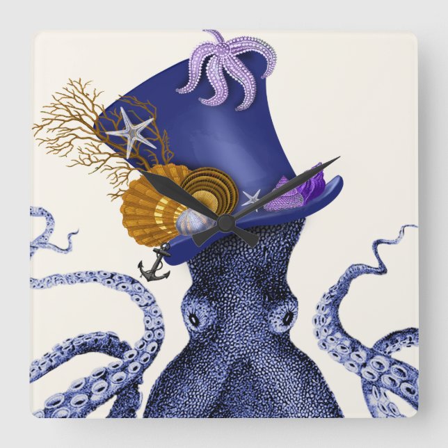 Horloge Carrée Octopus avec Casquette nautique (Recto)