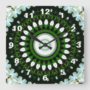 Horloge Carrée Oeil des Magnolia Blancs