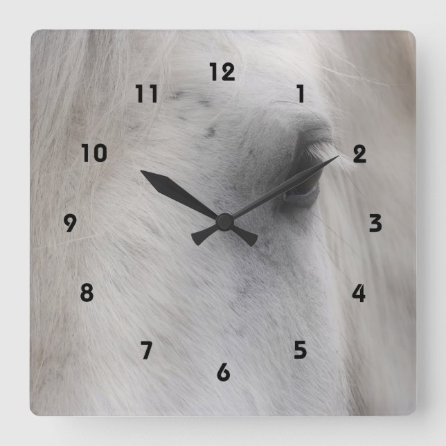Horloge Carrée Oeil Sage D'Un Animal De Cheval (Recto)