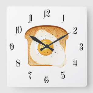 Horloge Carrée OEuf frit sur toast
