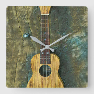 Horloge Carrée oeuvre de guitare vintage