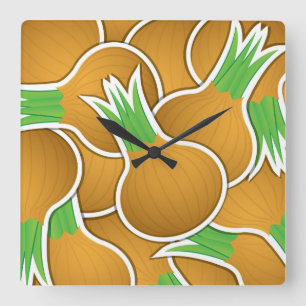 Horloge Carrée Oignons marron funky
