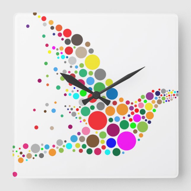 Horloge Carrée Oiseau créatif (Recto)