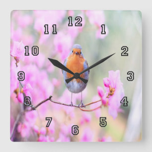 Horloge Carrée Oiseau de printemps adorable