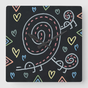 Horloge Carrée Oiseaux heureux heureux