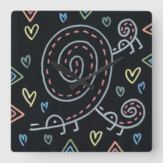 Horloge Carrée Oiseaux heureux heureux