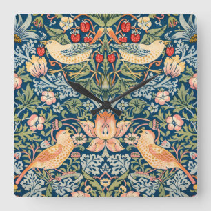 Horloge Carrée Oiseaux mignons, Art vintage de voleur de fraises