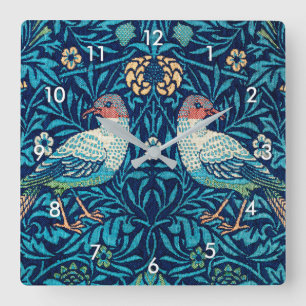 Horloge Carrée Oiseaux, William Morris