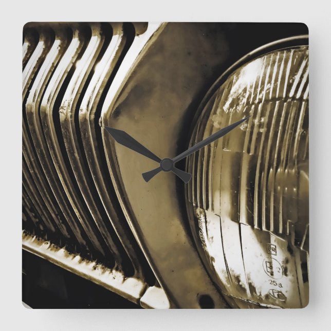 Horloge Carrée Old Classic Car Headlight (Recto)