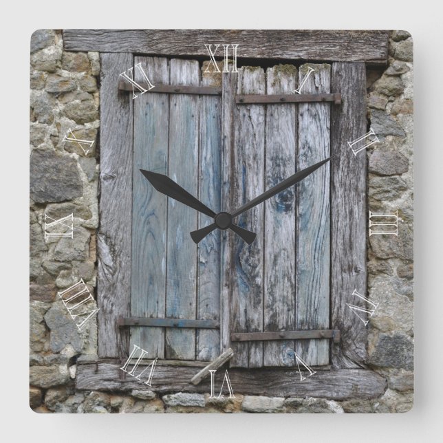 Horloge Carrée Old painted wood shutters (Recto)