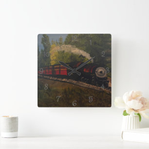 Horloge Carrée Old Steam Engine, Original par Gary Poling