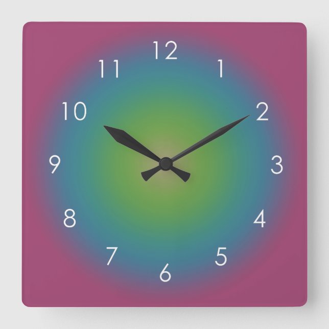 Horloge Carrée Ombre Aura violet bleu vert dégradé (Recto)
