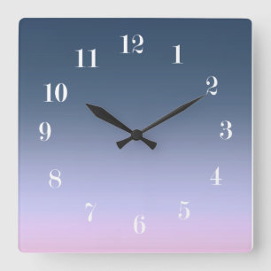 Horloge Carrée Ombre bleu rose .