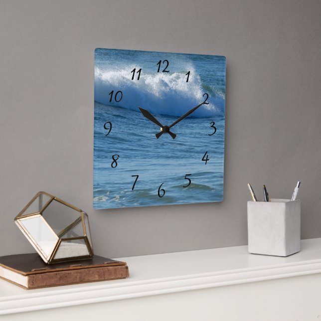 Horloge Carrée Ondes océaniques (Bureau)