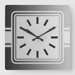 Horloge Carrée ONLY COLOR gradients - black grey + clock face I
