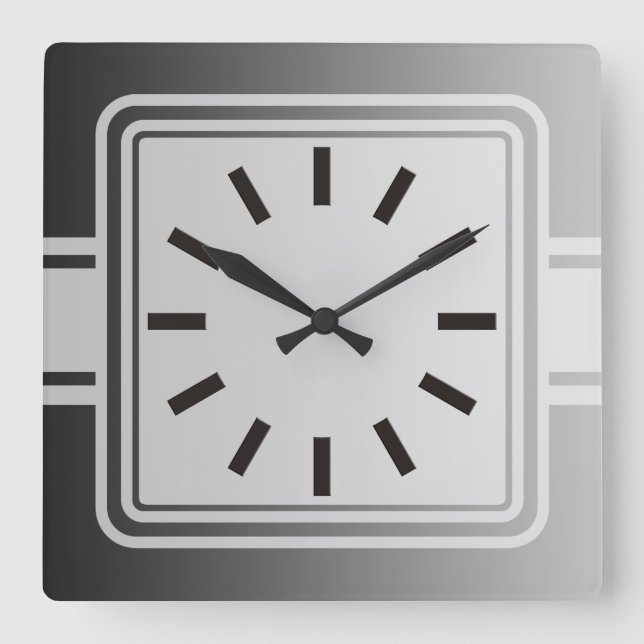 Horloge Carrée ONLY COLOR gradients - black grey + clock face I (Recto)