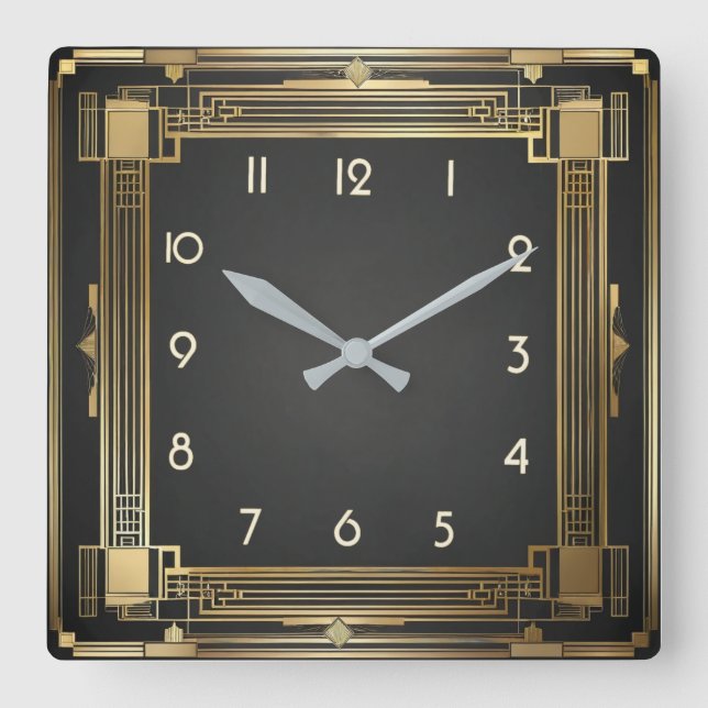 Horloge Carrée Or Art déco (Recto)