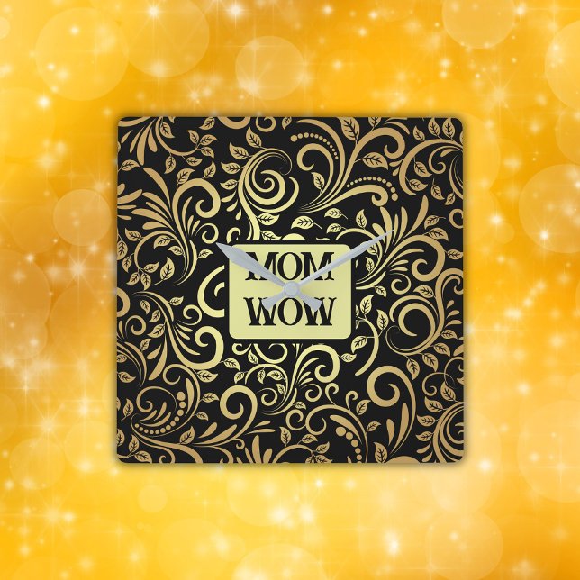 Horloge Carrée Or et noir - MOM - WOW | (Créateur téléchargé)