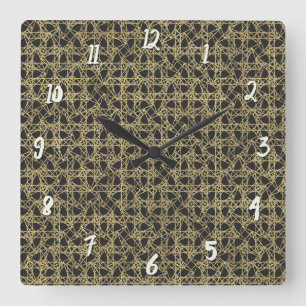 Horloge Carrée Or Scratch Golden Modern Glamor
