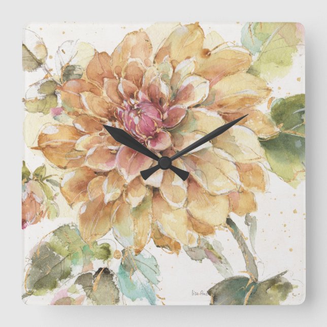 Horloge Carrée Orange Dahlia (Recto)