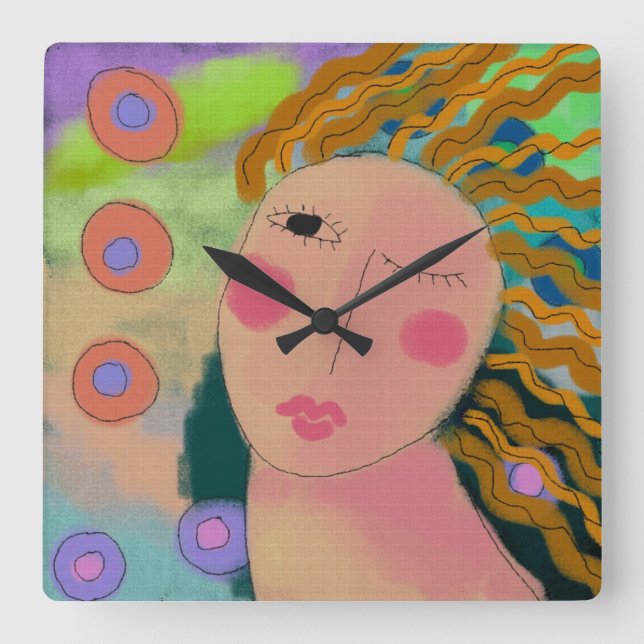 Horloge Carrée Original Abstract Art Square Wall Clock (Recto)