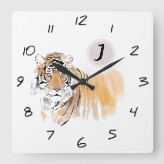 Horloge Carrée Original Tiger Watercolor Chinese Zodiac Birthday