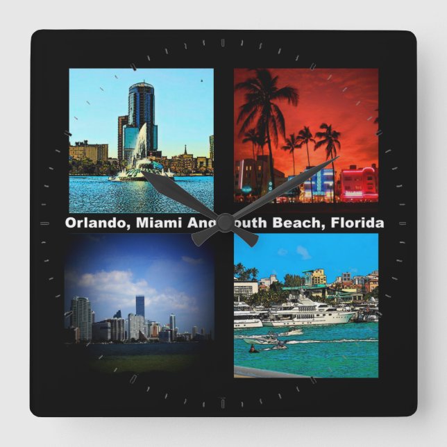 Horloge Carrée Orlando, Miami, South Beach Collage (Recto)