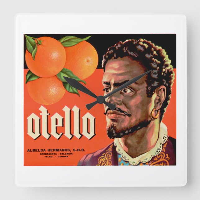 Horloge Carrée Otello Orange Étiquette (Recto)