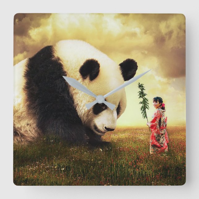 Horloge Carrée Ours panda (Recto)