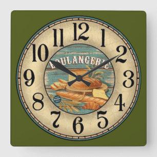 Horloge Carrée Pain de Boulangerie