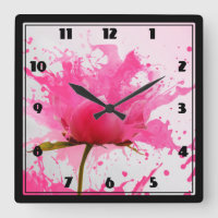 Paint Splatter Abstrait Fleur Rose