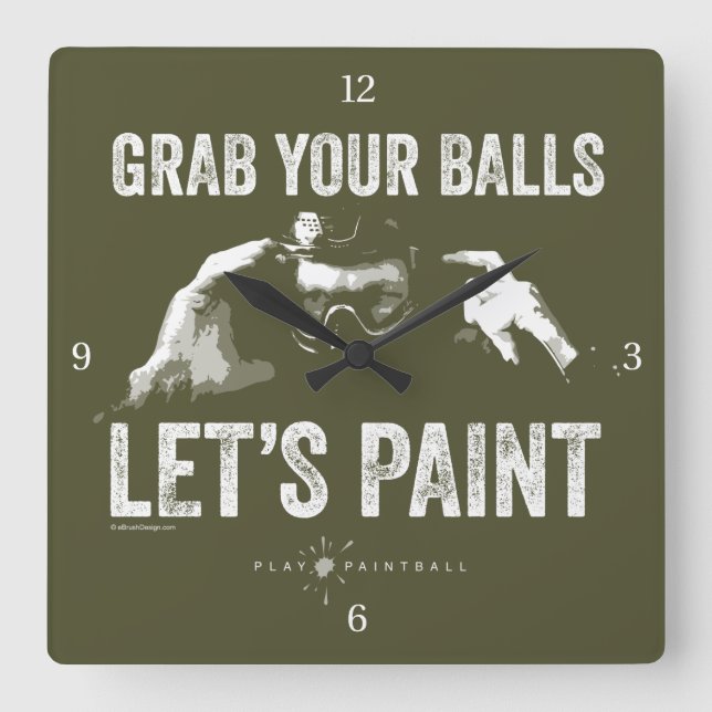 Horloge Carrée Paintball Let's Paint Square Wall Clock (Recto)