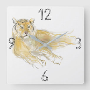 Horloge Carrée Painting Tiger Year Birthday WC1