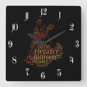 Horloge Carrée Paire de danse en tant que mots conception de nuag