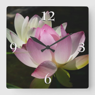 Horloge Carrée Paire de fleurs de Lotus II