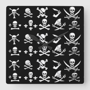 HORLOGE CARRÉE PÂLE DE PIRATES NOIRES, OBJETS TRAVERSÉS, ÉPINES