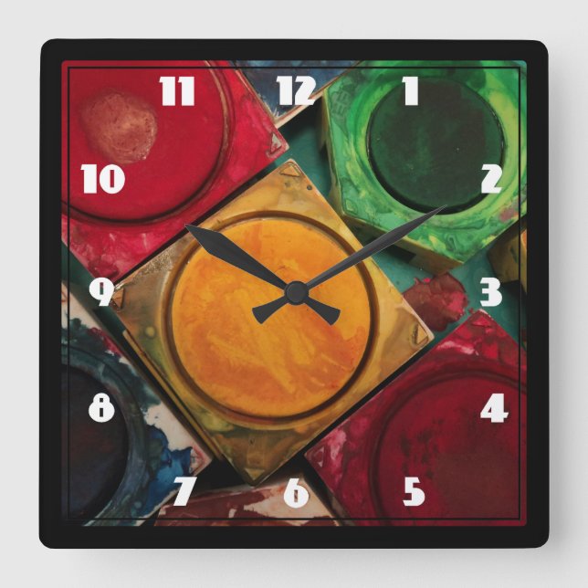 Horloge Carrée Palette Watercolor Paint (Recto)
