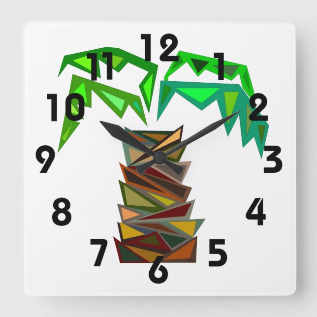 Horloge Carrée Palm Tree Wall Clock (Recto)