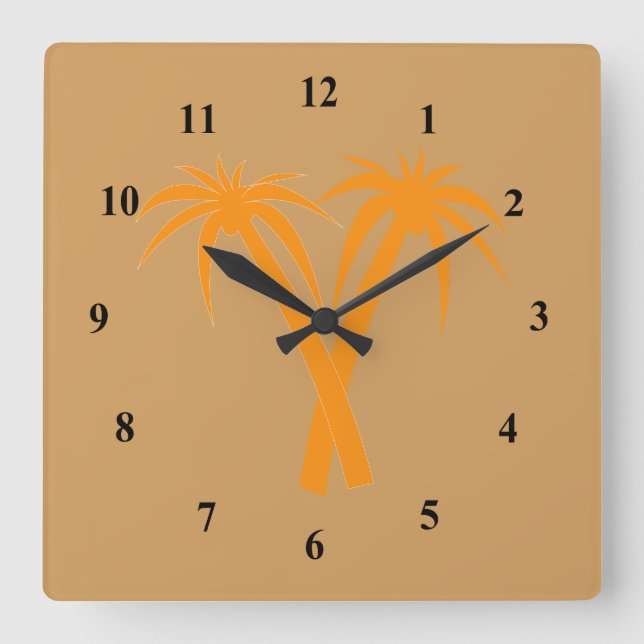 Horloge Carrée Palmiers élégants dans le désert (Recto)