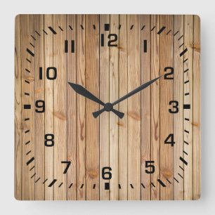 Horloge Carrée Panneautage en bois de Faux léger